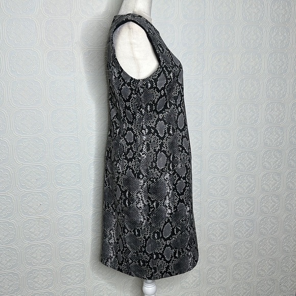 MICHAEL KORS | Snake Print Sleeveless Black & Gray Dress with Zipper Detail - Picture 4 of 12